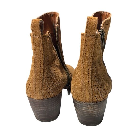 Lucky Brand | Brown Leather Ankle Boots Booties Heeled - Picture 3 of 14